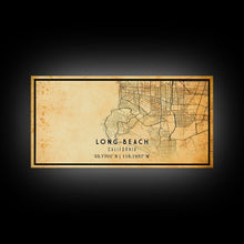 Load image into Gallery viewer, Long Beach map print poster or framed canvas | California map print poster canvas | Long Beach city map print poster canvas, distressed map
