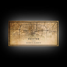 Load image into Gallery viewer, Distressed Houston map print poster canvas print, framed road map art, Texas map print poster canvas, Houston city map print poster canvas
