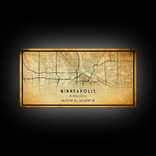 Load image into Gallery viewer, Minneapolis map print poster or framed canvas, Minnesota map print poster canvas, Minneapolis road map print poster canvas
