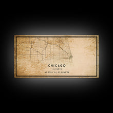 Load image into Gallery viewer, Distressed Chicago map print poster or framed canvas, Illinois road map print poster canvas, Chicago city map print poster canvas
