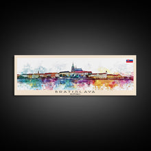Load image into Gallery viewer, Bratislava Slovakia Wall Art, Panoramic Travel Poster, Panoramic Framed Canvas Print, City Wall Art, Wall Hanging Home Decor, Travel Art
