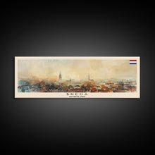 Load image into Gallery viewer, Breda Netherlands Panoramic Travel Poster, Framed Canvas Print or Metal Wall Art, Travel Art, Home Decor, Panoramic Painting, Midcentury Art

