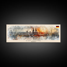 Cargar imagen en el visor de la galería, Cologne Germany Panoramic Travel Poster, Framed Canvas Print or Metal Wall Art, Travel Art, Home Decor, Panoramic Painting, Midcentury Art
