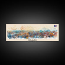 Load image into Gallery viewer, Derby United Kingdom Travel Print Wall Art, Panoramic City Art, Travel Art, Wall Decor, Vacation Gift, Framed Canvas Print Or Metal Art
