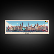 Carregar imagem no visualizador da galeria, Antwerp Belgium Wall Art, Panoramic Travel Poster, Panoramic Framed Canvas Print, City Wall Art, Wall Hanging Home Decor, Travel Art
