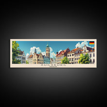 Carregar imagem no visualizador da galeria, Augsburg Germany Panoramic Travel Poster, Framed Canvas Print or Metal Wall Art, Travel Art, Home Decor, Panoramic Painting, Midcentury Art
