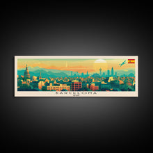 Load image into Gallery viewer, Barcelona Spain Travel Print Wall Art, Panoramic City Art, Travel Art, Wall Decor, Vacation Gift, Framed Canvas Print Or Metal Art
