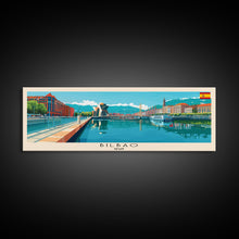 Cargar imagen en el visor de la galería, Bilbao Spain Wall Art, Panoramic Travel Poster, Panoramic Framed Canvas Print, City Wall Art, Wall Hanging Home Decor, Travel Art
