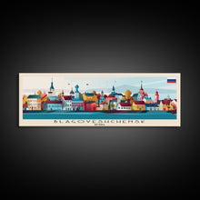 Load image into Gallery viewer, Blagoveshchensk Russia Travel Art, City Art, Framed Canvas Print or Metal Wall Art, Europe Travel Poster, Panoramic Wall Art, Extra Wide Wall Art
