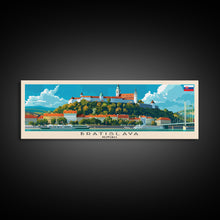 Load image into Gallery viewer, Bratislava Slovakia Wall Art, Panoramic Travel Poster, Panoramic Framed Canvas Print, City Wall Art, Wall Hanging Home Decor, Travel Art
