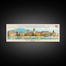Load image into Gallery viewer, Debrecen Hungary Panoramic Travel Poster, Framed Canvas Print or Metal Wall Art, Travel Art, Home Decor, Panoramic Painting, Midcentury Art
