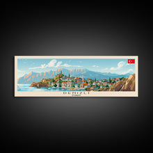 Load image into Gallery viewer, Denizli Turkey Wall Art, Panoramic Travel Poster, Panoramic Framed Canvas Print, City Wall Art, Wall Hanging Home Decor, Travel Art
