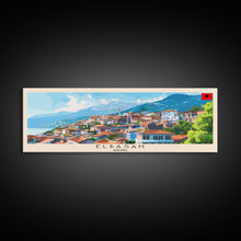 Load image into Gallery viewer, Elbasan Albania Travel Print Wall Art, Panoramic City Art, Travel Art, Wall Decor, Vacation Gift, Framed Canvas Print Or Metal Art

