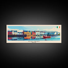 Carregar imagem no visualizador da galeria, Galway Ireland Panoramic Travel Poster, Framed Canvas Print or Metal Wall Art, Travel Art, Home Decor, Panoramic Painting, Midcentury Art
