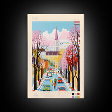 Load image into Gallery viewer, Érd Hungary Travel Poster Framed Canvas Print, Midcentury Modern Art, Pop Art Wall Decor, Living Room Art, Vacation Gift
