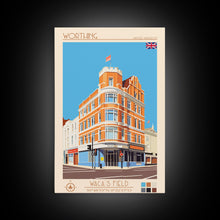 Carregar imagem no visualizador da galeria, Worthing United Kingdom Travel Poster Framed Canvas Print, Midcentury Modern Art, Pop Art Wall Decor, Living Room Art, Home Decoration
