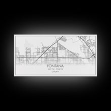 Cargar imagen en el visor de la galería, Fontana Street Map, California Map, Map Art, Minimalist Art, Wall Art, Canvas Art, Gift For Couples, Game Room Prints, Above Bed Décor
