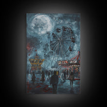 Load image into Gallery viewer, Eerie Carnival, Halloween Art, Spooky Wall Decor, Framed Canvas Print, Creepy Art, Halloween Wall Decor, Seasonal Wall Art, Scary Artwork
