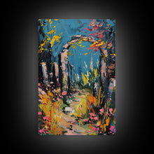 Load image into Gallery viewer, Spooky Graveyard at Night Framed Canvas Print, Ghostly Wall Art, Haunted Cemetery Scene, Halloween Decor, Eerie Artwork, Framed Canvas Print
