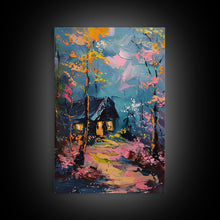 Load image into Gallery viewer, Eerie Moonlit Cemetery Framed Canvas Print, Halloween, Haunted Graveyard Wall Art, Gothic Horror Decor, Spooky Artwork, Framed Canvas Print
