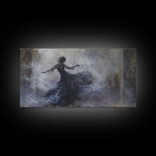 Carregar imagem no visualizador da galeria, Ballerina Dancing In The Fog, Framed Canvas Print, Halloween Decor, Macabre Dark Academia Wall Art

