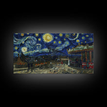 Load image into Gallery viewer, Spooky Haunted Carnival, Framed Canvas Print, Starry Night Inspired Spooky Season Wall Art, Halloween Prop
