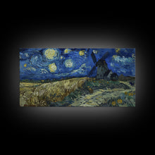 Load image into Gallery viewer, Starry Night Inspired Haunted Wind Mill, Framed Canvas Print, Spooky Halloween Wall Art

