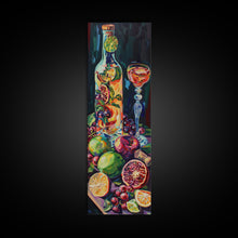 Load image into Gallery viewer, Still Life Bar Art Print Framed on Canvas, Vertical Framed Kitchen Art, Dark Wall Art, Textured, Cocktail Canvas Wall Art Print, Modern Art
