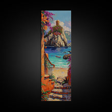 Load image into Gallery viewer, Coastal Wall Art Framed and Printed on Canvas, Surf Wall Art, Textured Canvas Painting Framed, Narrow Modern Wall Art for Office
