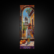 Load image into Gallery viewer, Framed and Printed Vertical Rustic Still Life Printed Canvas, Textured Canvas Painting, Spanish Style Kitchen Art, Abstract Modern Wall Art
