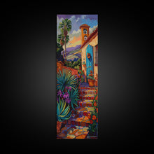 Cargar imagen en el visor de la galería, Contemporary Tuscan Style Oil Painting, Sunset Painting Framed and Printed on Canvas, Spanish Art, Living Room Wall Art Print, Mountain Art
