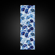 Load image into Gallery viewer, Blue and White Floral Pattern on White Background - Framed Canvas Print, Boho Art, Skinny Art, Tall Art, Midcentury Modern Art, Bedroom Wall Decor
