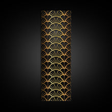 Load image into Gallery viewer, Abstract Gold Geometric Pattern on Black Background - Framed Canvas Print, Art Deco Style, Skinny Art, Tall Art, Midcentury Modern Art, Living Room Wall Decor
