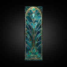 Carregar imagem no visualizador da galeria, Art Deco Stained Glass Print, Framed Canvas, Wood Frame Wall Art, Retro Style Decor, Roaring 20s Inspired Wall Art
