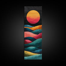 Carregar imagem no visualizador da galeria, Abstract Sunset Over Hills Midcentury Modern Art - Framed Canvas Print, Boho Art, Skinny Art, Living Room Art, Bedroom Decor, Minimalist Landscape
