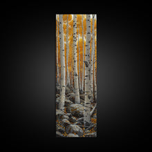 Cargar imagen en el visor de la galería, Birch Tree Forest, Framed Canvas Print, Skinny / Tall Wall Art, Living Room Decor, Landscape Painting, Nature Decor
