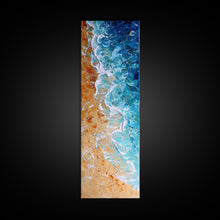 Carregar imagem no visualizador da galeria, Abstract Coastal Waves And Sandy Beach, Rustic Farmhouse Art With Boho Elements, Tall Canvas Print For Modern Wall Decor

