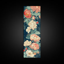 Load image into Gallery viewer, Delicate Peony Blossoms in Soft Pastel Hues on Japanese-Inspired Tall Vertical Canvas Print for Elegant Floral Decor
