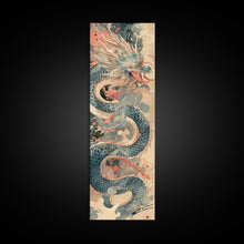 Load image into Gallery viewer, Mythical Japanese Dragon in Swirling Clouds – Skinny Art on Framed Canvas Print
