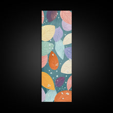 Cargar imagen en el visor de la galería, Floating Leaves in Soft Pastel Colors, Skinny Tall Art with Japanese Influence, Framed Canvas Print in Ukiyo-e Style
