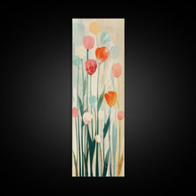 Carregar imagem no visualizador da galeria, Abstract Tulips, Pastel Colors, Japanese Art, Skinny Art, Tall Art, Framed Canvas Print, Ukiyo-e Style
