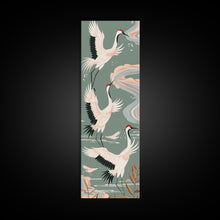 Load image into Gallery viewer, Cranes In Flight Framed Canvas Print, Traditional Japanese Art With Soft Colors And Detailed Wings, Wall Art Ready To Hang
