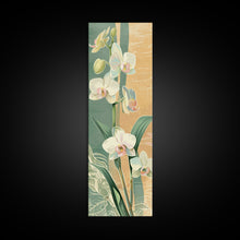 Load image into Gallery viewer, Skinny Art Tall Art Framed Canvas Print Orchids In Delicate Tones With Subtle Background Elements Ukiyo-e Japanese Style Art Wood Block Print
