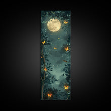 Carregar imagem no visualizador da galeria, Full Moon And Butterflies In A Night Forest Japanese Style Framed Canvas Print, Wall Art Ready To Hang For Your Home
