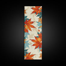 Load image into Gallery viewer, Japanese Autumn Leaves Canvas Print In Ukiyo-e Style, Traditional Woodblock Art, Framed Canvas Print, Tall Skinny Japanese Wall Art, Ready To Hang
