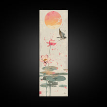 Load image into Gallery viewer, Autumn Maple Leaves Falling Tall Skinny Japanese Wall Art - Framed Canvas Print in Ukiyo-e Style
