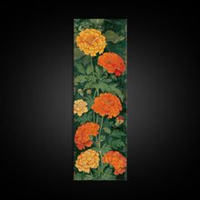 Load image into Gallery viewer, Delicate Pastel Flowers on Tall Stems Framed Canvas Print - Japanese Art Skinny Wall Décor
