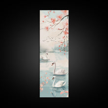 Load image into Gallery viewer, Swirling Butterflies in Japanese Style Tall Skinny Framed Canvas Print - Ukiyo-e Wall Art
