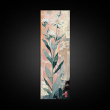 Load image into Gallery viewer, Tall Stemmed Wildflowers Abstract Background Japanese Style Tall Skinny Framed Canvas Print Wall Art
