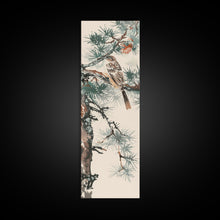 Carregar imagem no visualizador da galeria, Canvas Print Sparrow Perched On Pine Tree Branch, Subtle And Serene Japanese Nature Scene For Tranquil Home Decor, Wall Decoration
